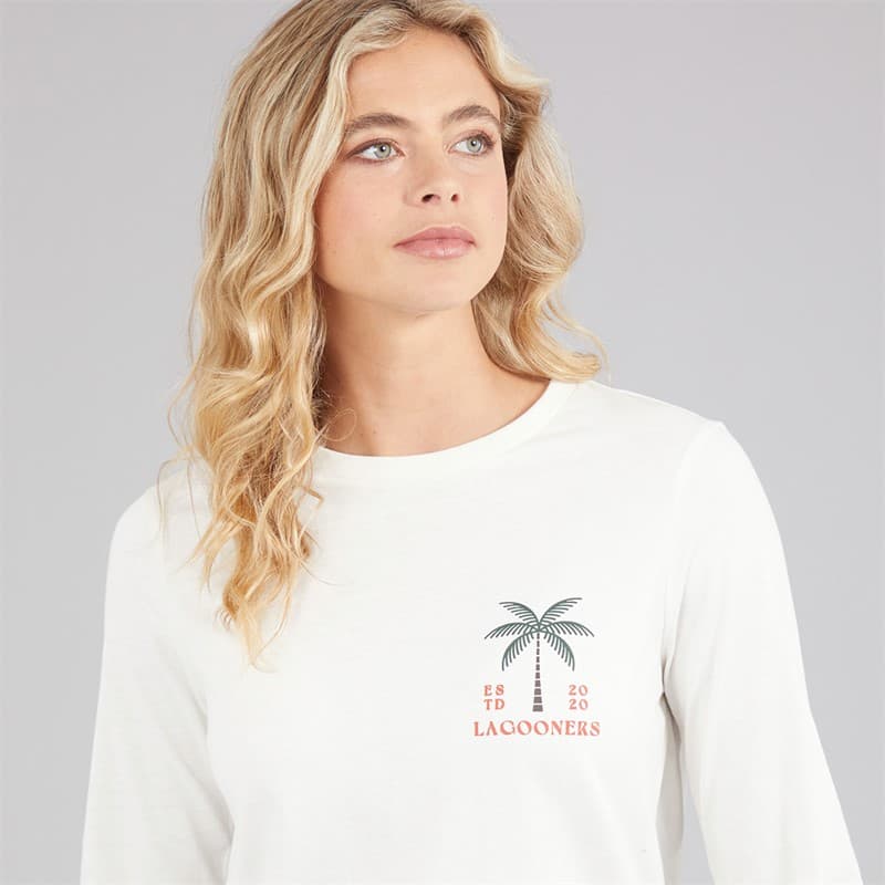 Lagooners Dames Lanternwood Lange Mouwen T Shirt Ecru - Afbeelding 5