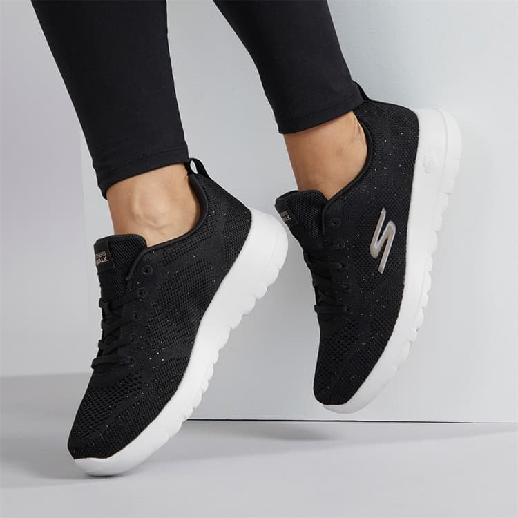 SKECHERS Dames Go Walk Joy Violet Sneakers Zwart/Roze Goud