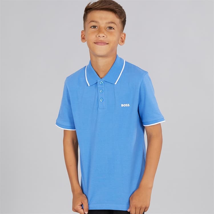 BOSS Jongens Korte Mouw Polo Shirt Navy