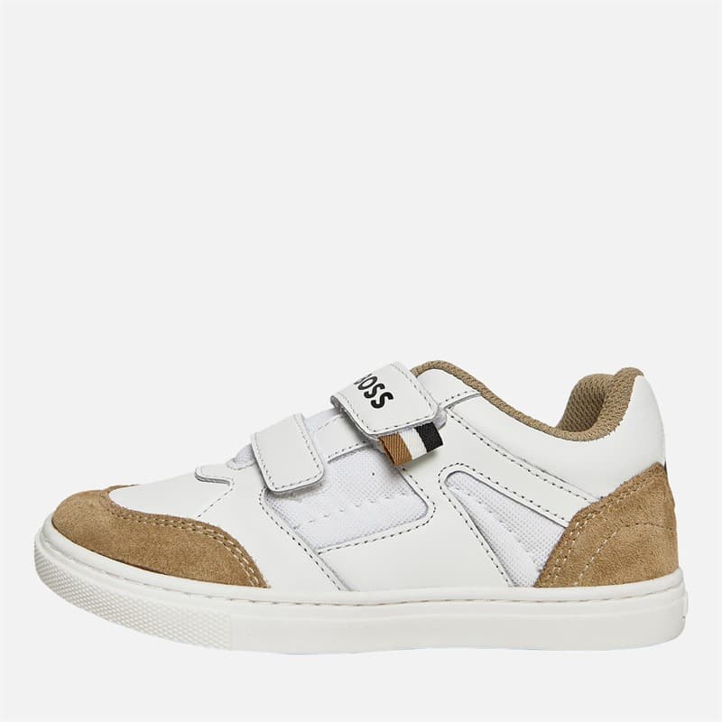 BOSS Jongens Logo Klittenband Cupzool Sneakers Wit - Afbeelding 1