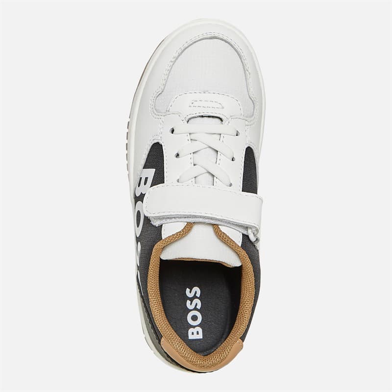 BOSS Jongens Logo Klittenband Court Sneakers Wit - Afbeelding 4