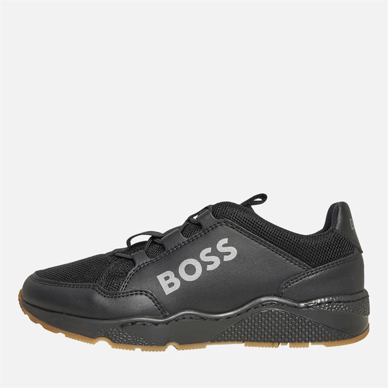 BOSS Junior Jongens Gebreide Logo Sneakers Zwart - Afbeelding 1