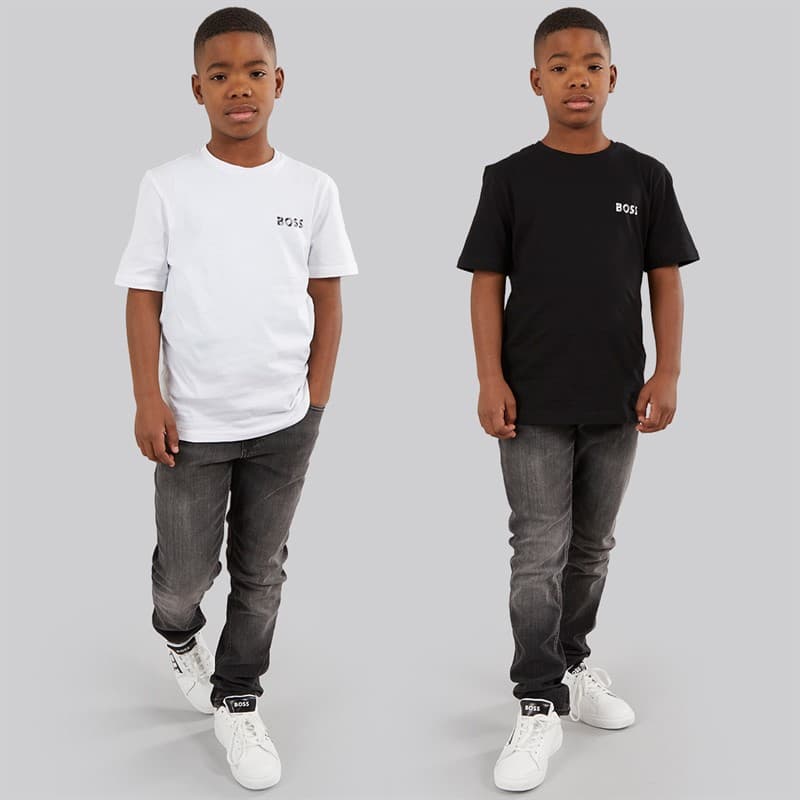 BOSS Jongens Set van 2 T-shirts zwart/wit Black  White - Afbeelding 3