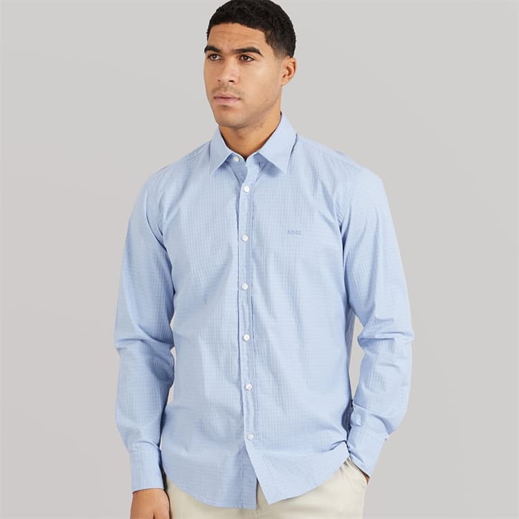 BOSS Heren Elegante Shirt Open Blue