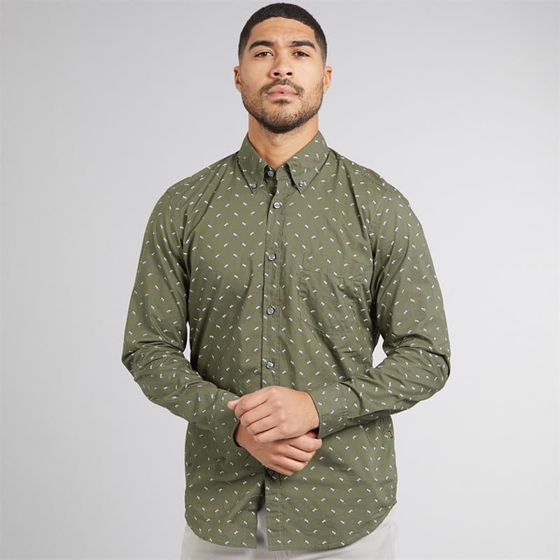 BOSS Heren Rickert Shirt Open Green - Afbeelding 1