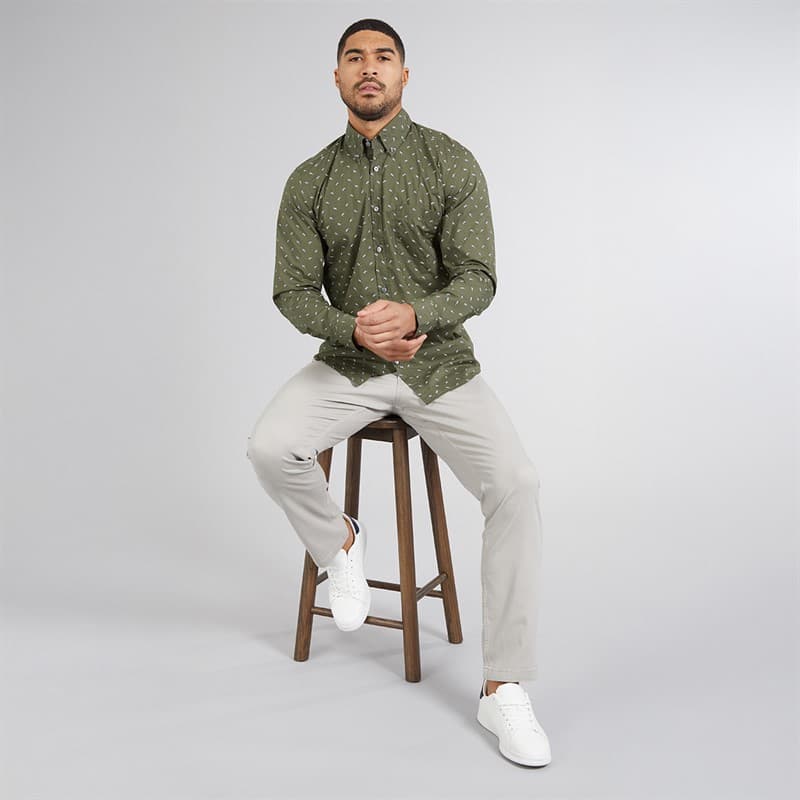 BOSS Heren Rickert Shirt Open Green - Afbeelding 4