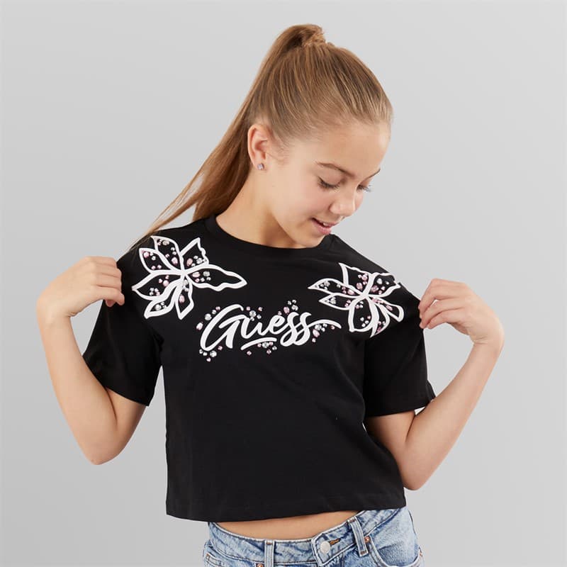 Guess Meisjes T-shirt Jet Black A996 - Afbeelding 1