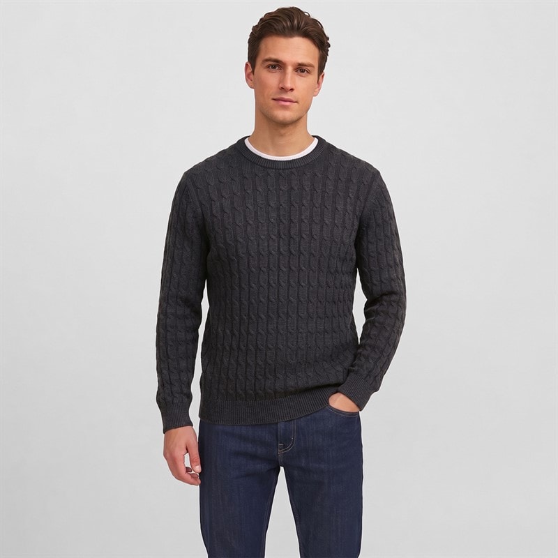 Pull tricoté Trevin hommes Charcoal Mix - Image 1