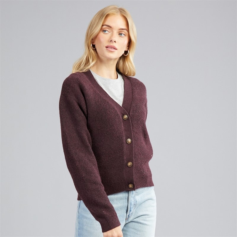 JJ REBEL Damskie sweter rozpinany w splot riley - Fig
