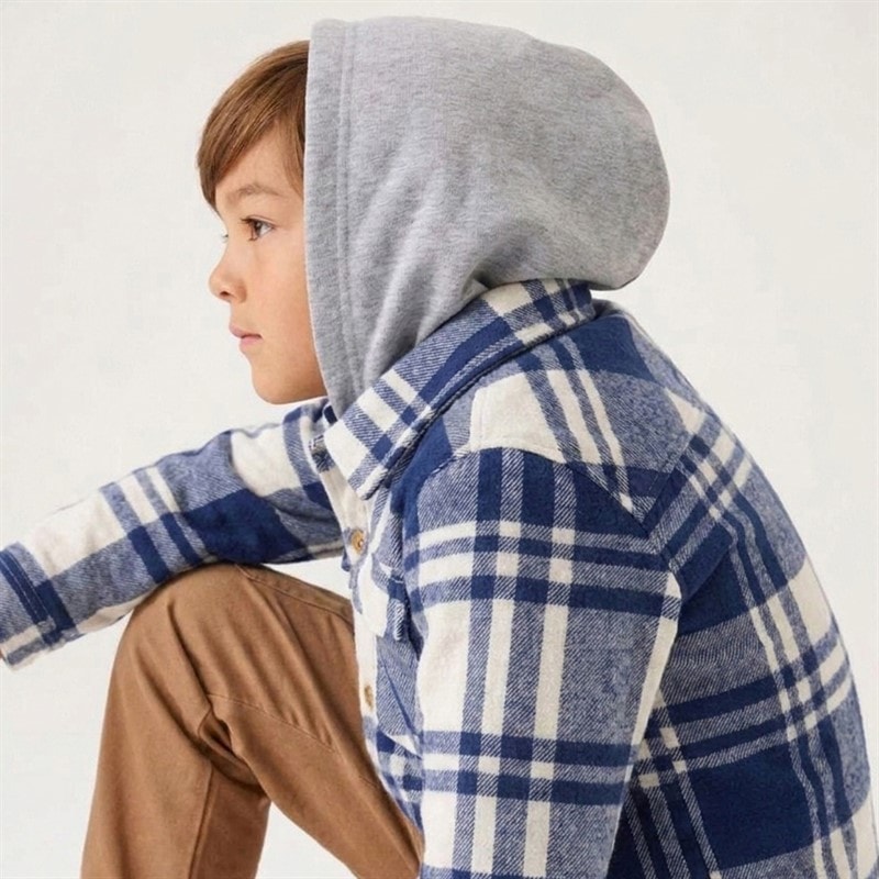 Ensemble chemise à capuche en flanelle et cargo en toile garçons Marine - Image 2