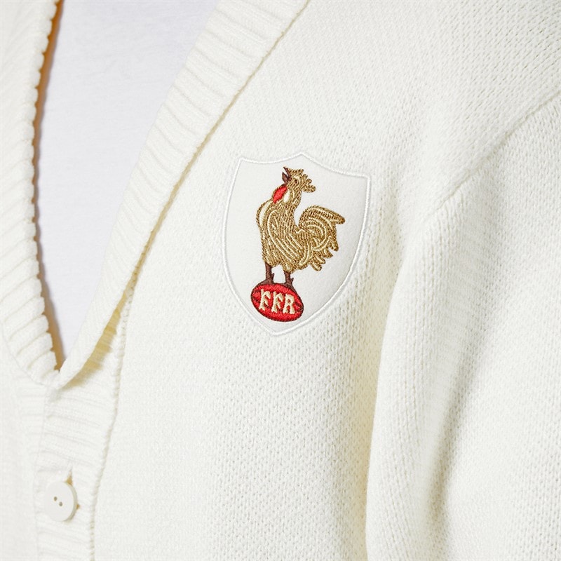 Mężczyźni kardigan FFR France Rugby 120 years Off White – zdjęcie  3