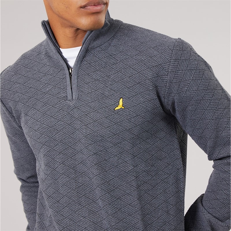 Mężczyźni sweter Agassi z suwakiem do 1/4 Mid Grey – zdjęcie  3