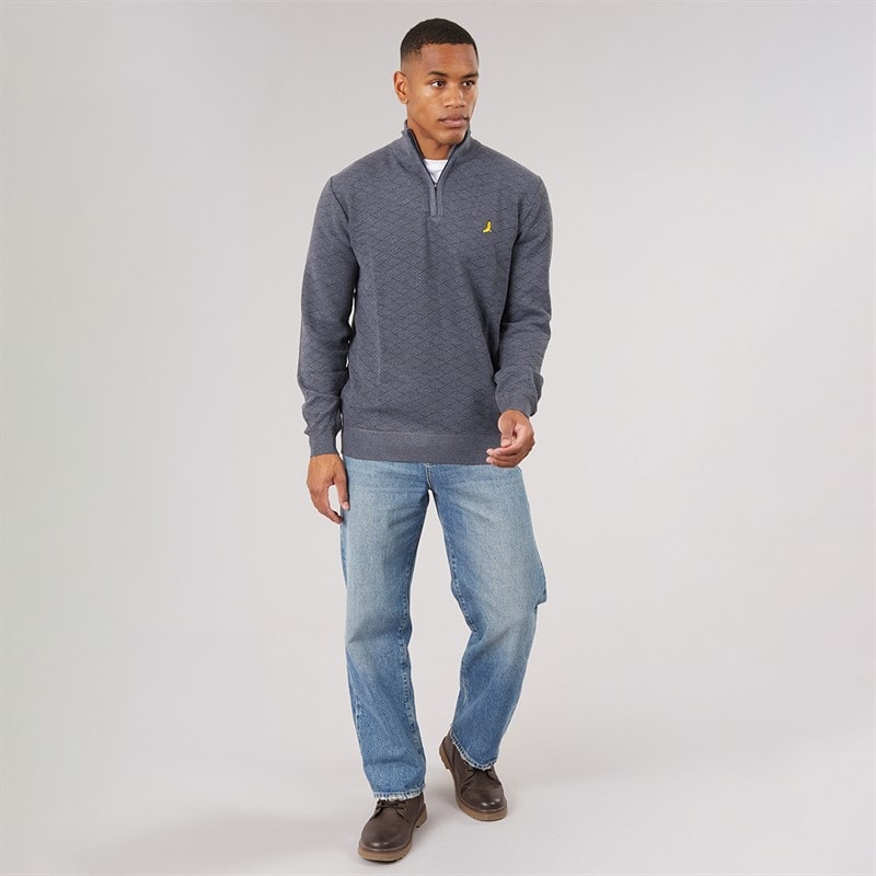 Mężczyźni sweter Agassi z suwakiem do 1/4 Mid Grey – zdjęcie  4