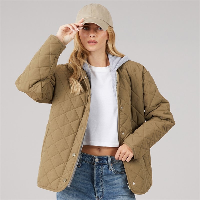 Veste matelassée à capuche Amalie femmes Kaki/Gris chiné - Image 1