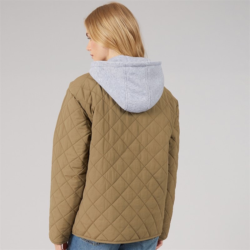 Veste matelassée à capuche Amalie femmes Kaki/Gris chiné - Image 2