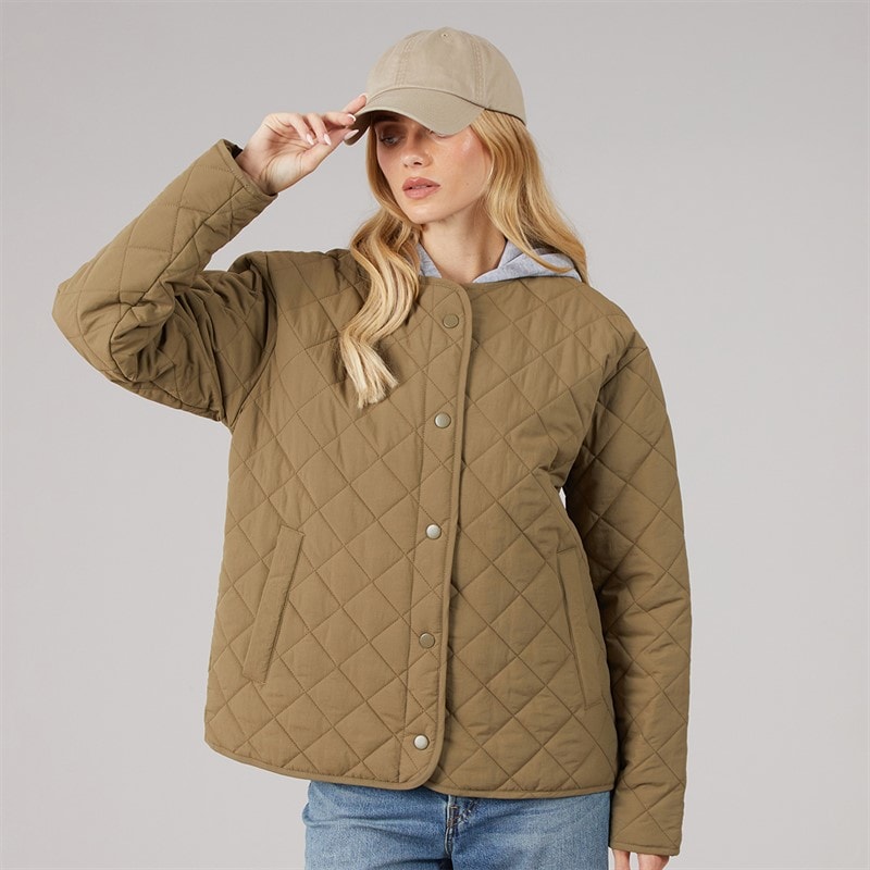 Veste matelassée à capuche Amalie femmes Kaki/Gris chiné - Image 3