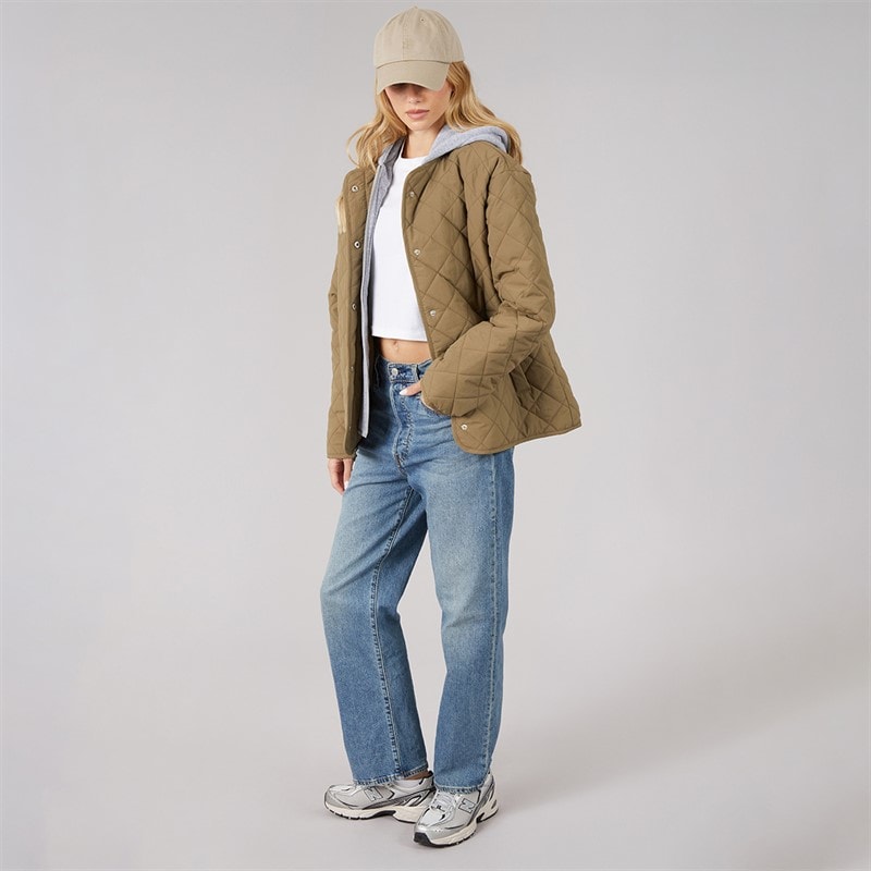 Veste matelassée à capuche Amalie femmes Kaki/Gris chiné - Image 4