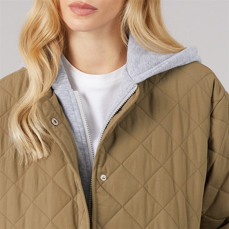 Veste matelassée à capuche Amalie femmes Kaki/Gris chiné - Image 5
