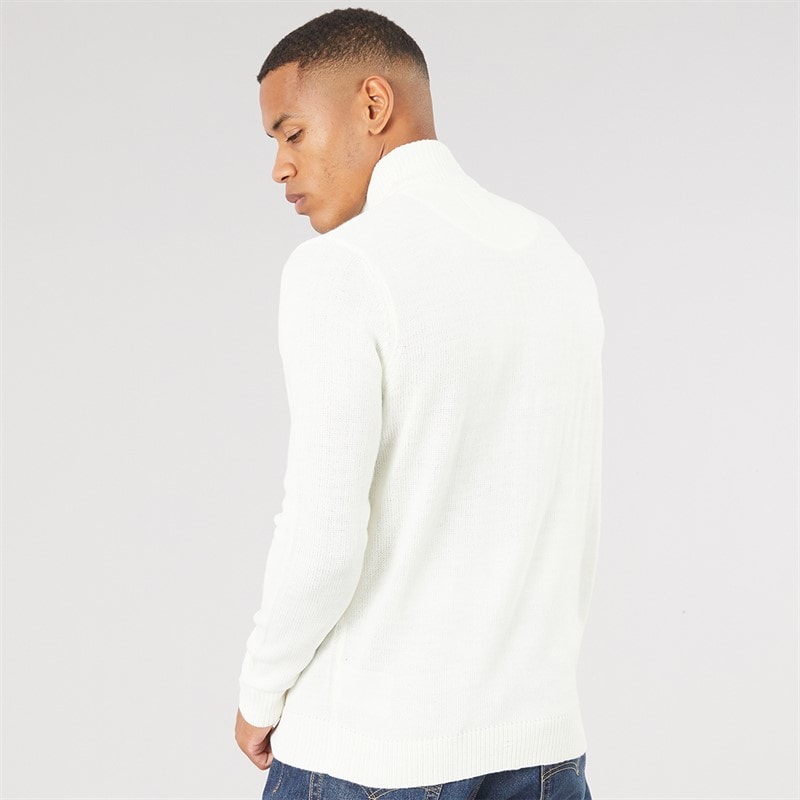 Heren bremner trui met kwartritssluiting en funnelneck Vintage White/Zilvergrijs - Afbeelding 2