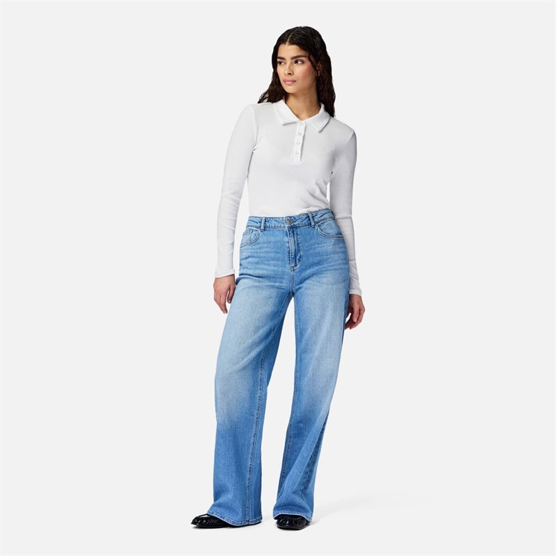 Damen - Ilke Damen Jeans mit weitem Bein Hellblau Denim - Bild 1