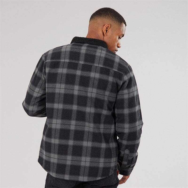 Herren - Zyren Wattiertes Kariertes Flanell-Oberhemd Schwarz/Dark Grey Check - Bild 2