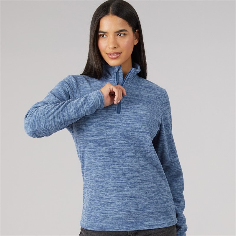 Dames 1/4-rits microfleece top Blauw - Afbeelding 1