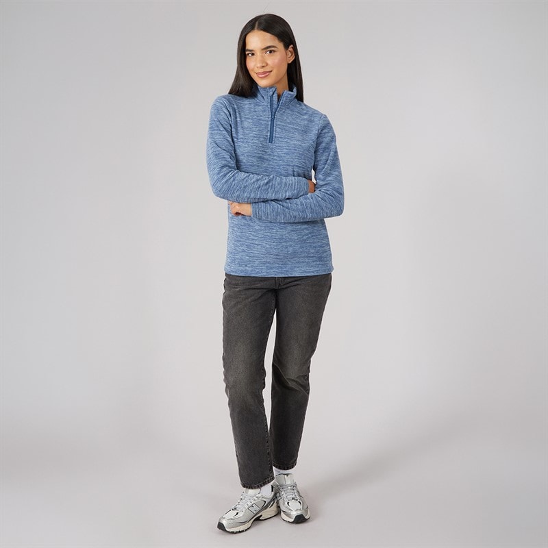 Dames 1/4-rits microfleece top Blauw - Afbeelding 3