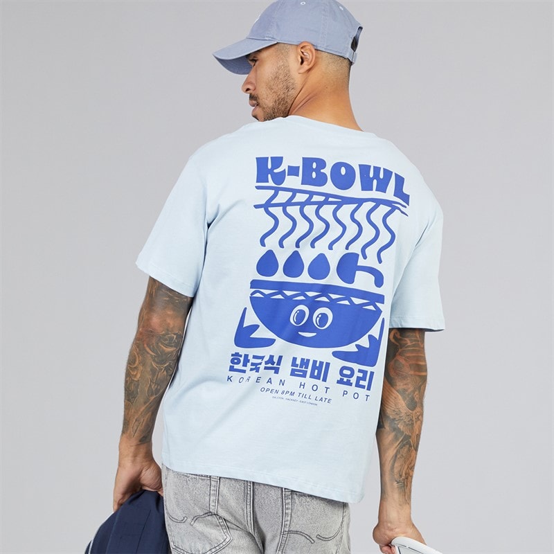 JACK & JONES Mężczyźni koszulka z nadrukiem Oricon - Subdued Blue
