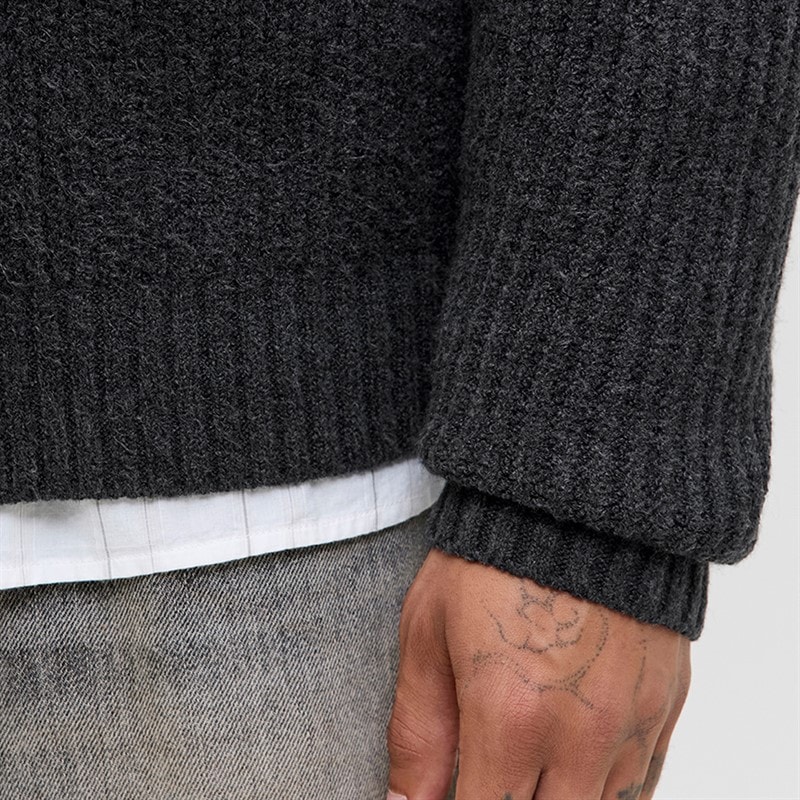 Mężczyźni sweter rozpinany z dzianiny Dark Grey Marl – zdjęcie  4