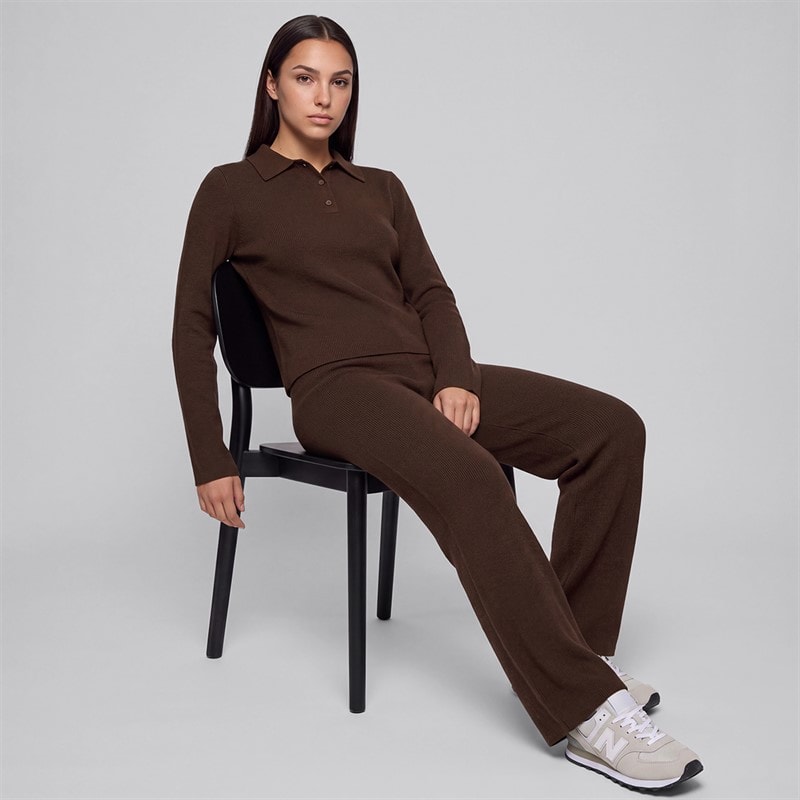 Dames seraphiel gebreide polo met lange mouwen en rechte broek Americano - Afbeelding 4