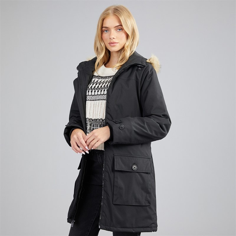 French Connection Damskie parka z kapturem - Czarny