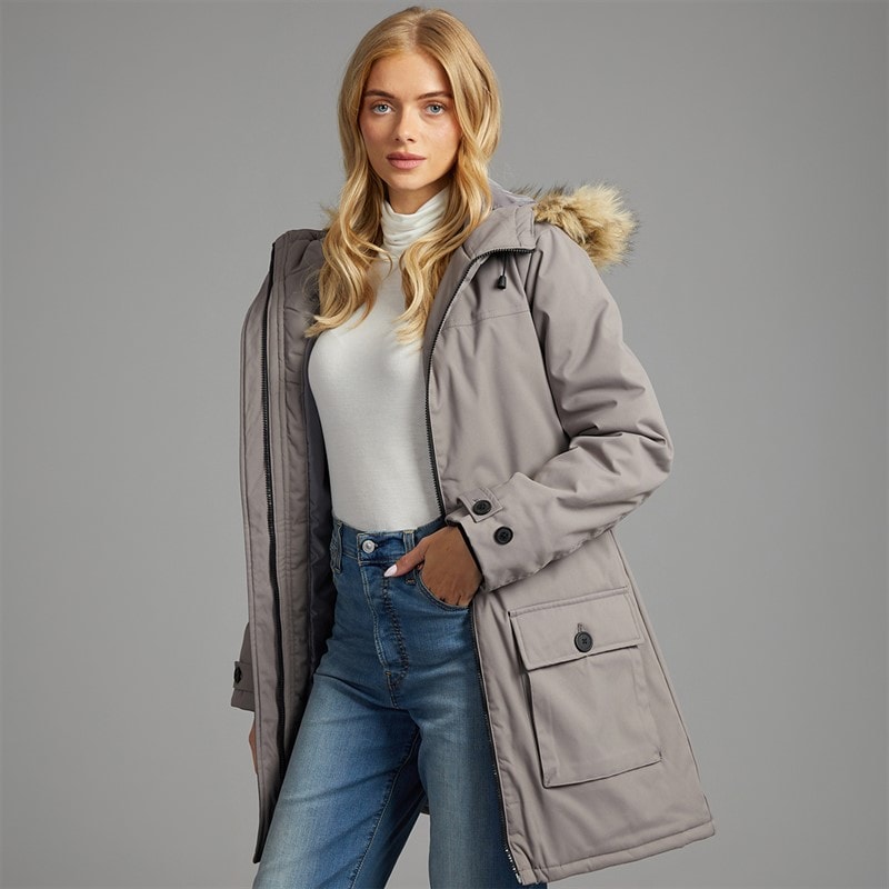 French Connection Damskie parka z kapturem - Szary