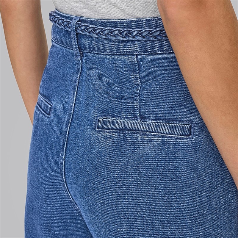Damen - Arlene Geflochtene Weite Jeans Mittelblau Denim - Bild 3