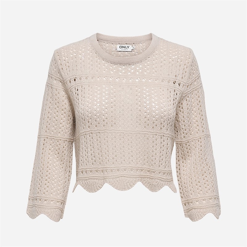 Only Dames dortmund 3/4 mouw gebreide top - Pumice Stone