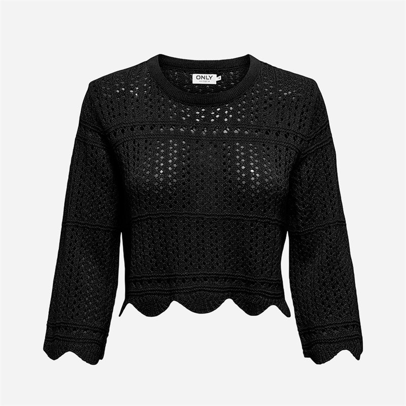 Only Dames dortmund 3/4 mouw gebreide top - Zwart