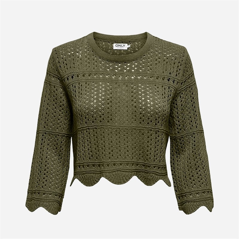 Only Dames dortmund 3/4 mouw gebreide top - Winter Moss