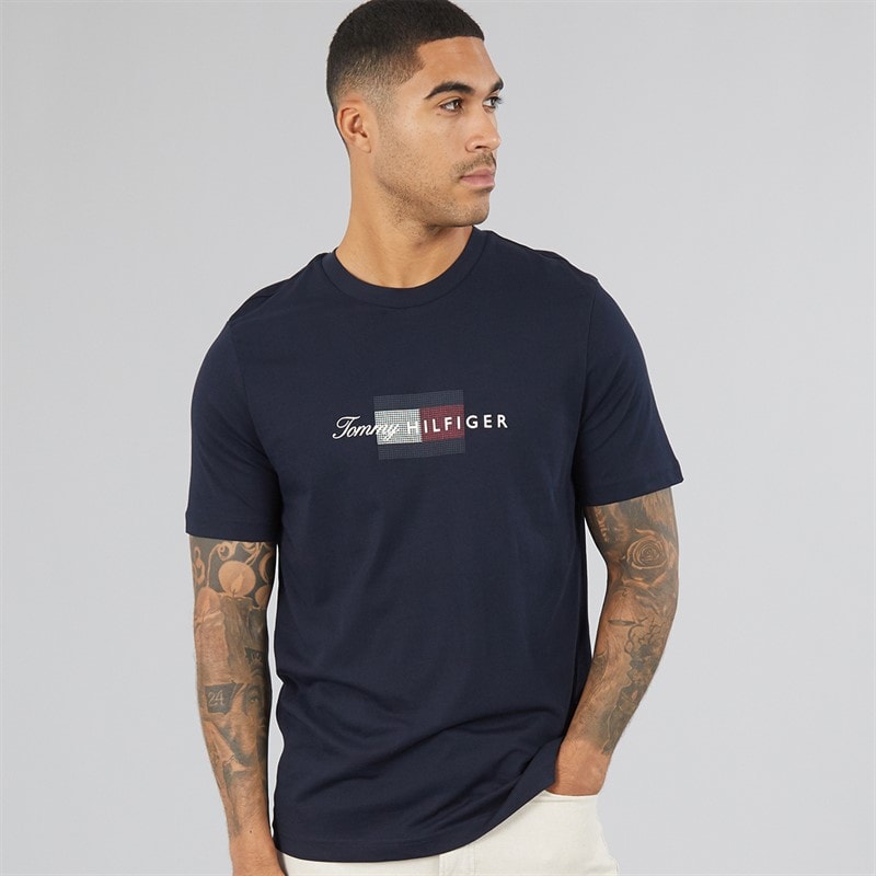 Tommy Hilfiger T-shirt à inscription drapeau hommes - Desert Sky