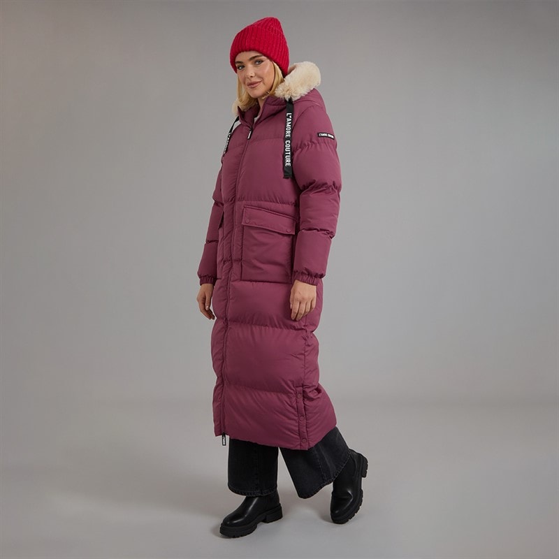 Dames iris lange pufferjas Mauve - Afbeelding 4