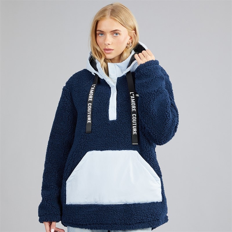 L'amore Couture Veste à capuche en borg Nebraska femmes - Marine/Pale Blue