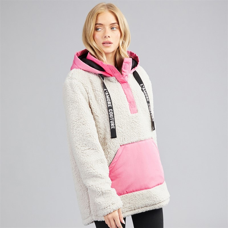 Damen - Nebraska Borg Kapuzenjacke Camel/Pink - Bild 1