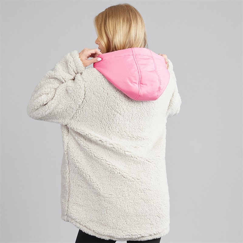 Damen - Nebraska Borg Kapuzenjacke Camel/Pink - Bild 2