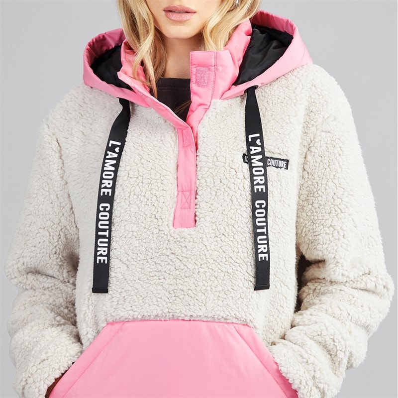 Damen - Nebraska Borg Kapuzenjacke Camel/Pink - Bild 3