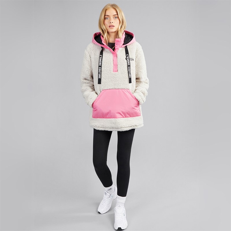 Damen - Nebraska Borg Kapuzenjacke Camel/Pink - Bild 4