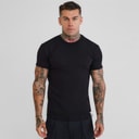 Mężczyźni t-shirt waffle muscle fit Czarny