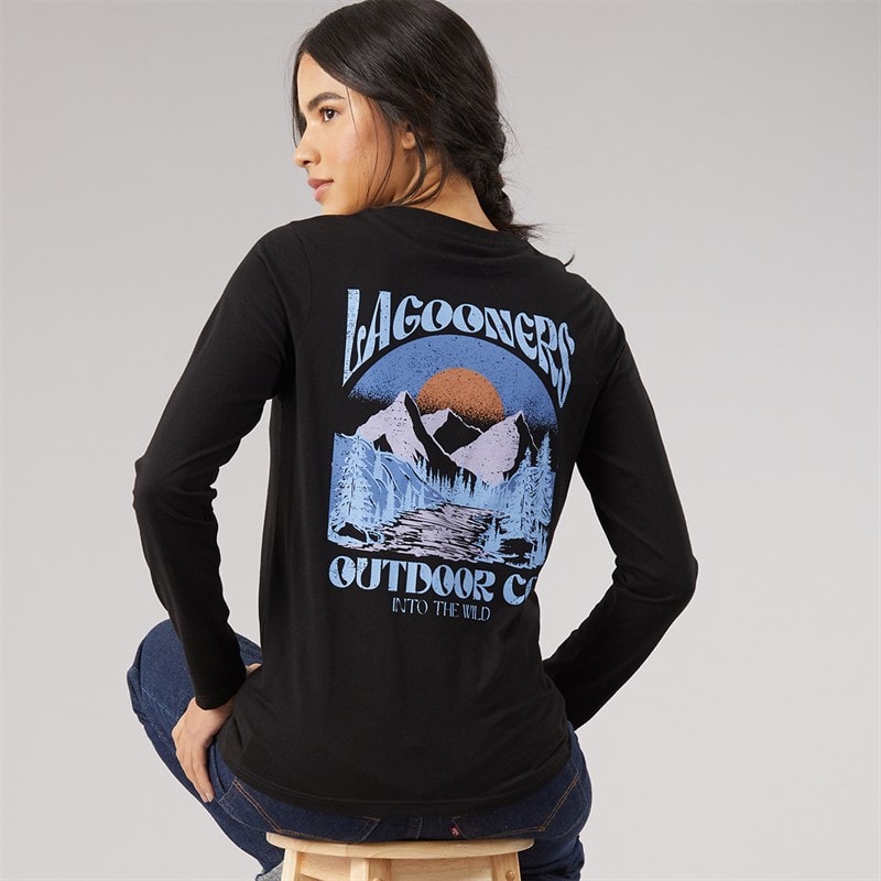 Lagooners Dames breeze t-shirt met lange mouwen - Zwart
