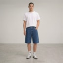 Herren - Sdomidt Locker Sitzende Denim-Shorts Middle Blue Denim
