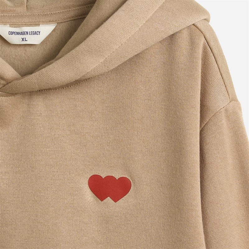 Mężczyźni bluza z kapturem z nadrukiem serca z przodu Khaki – zdjęcie  3