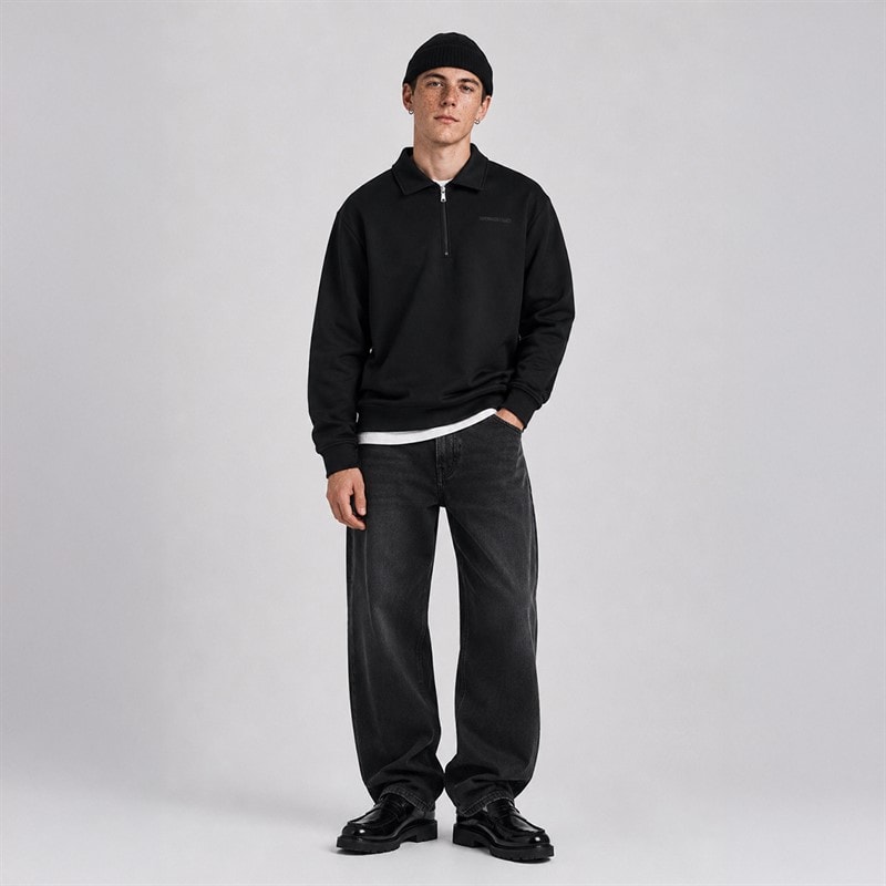 Half Zip Sweatshirt Schwarz - Bild 2