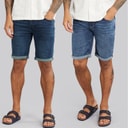 Shorts en denim Inalicanto deux pièces bleu indigo moyen + bleu iconique hommes Medium Indigo/Iconic Blue