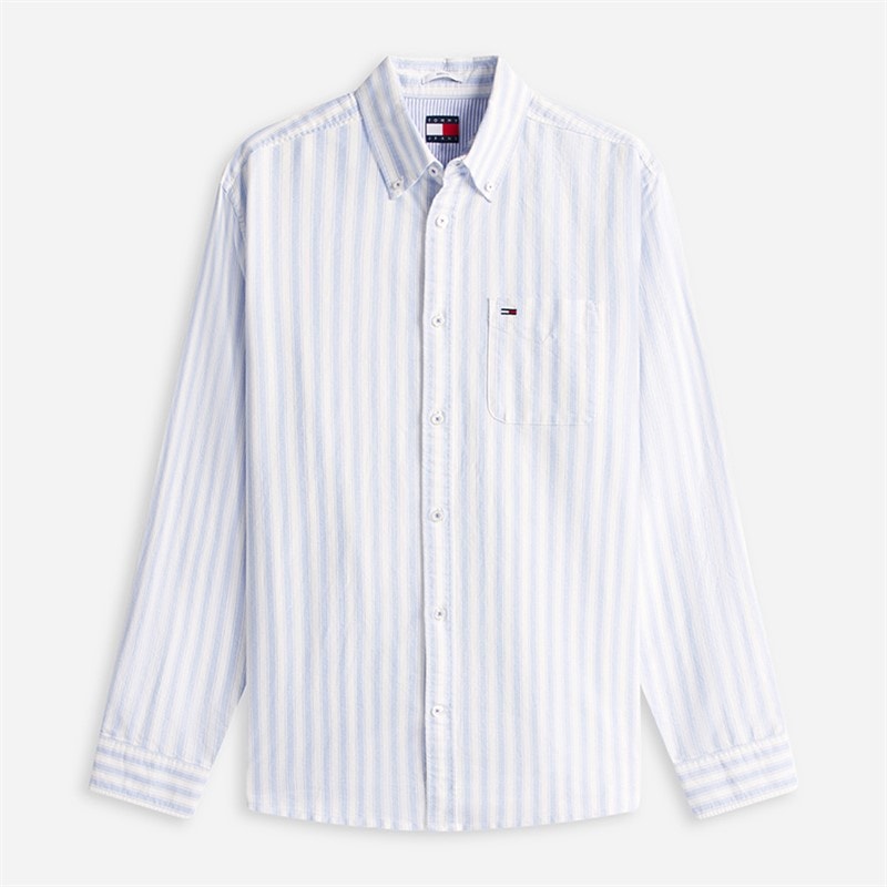 Heren gestreept oxford overhemd met lange mouwen Blue Twilight Stripe - Afbeelding 5